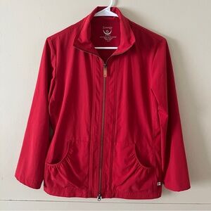 Chico’s Zenergy Red Lightweight Full Zip Jacket Size 0/S/4 Stretch Pockets
